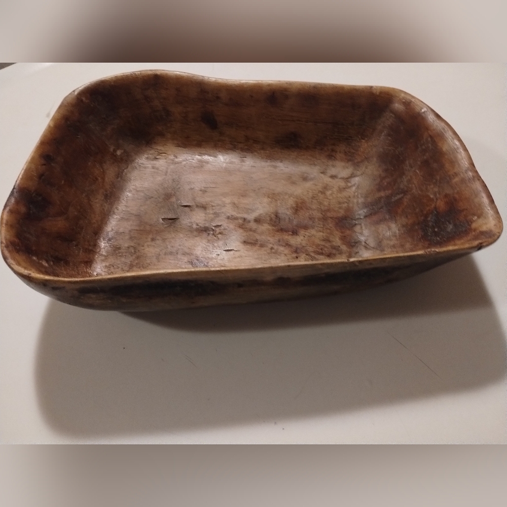Vintage Dough Bowl Antique Wood Kneading Trough Planter Bowl Dough Plate .